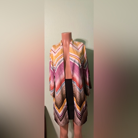Chico’s Reversible Kimono Boho Shadows 3/4 Sleeve Jacket Multi Open Front - Picture 7 of 17